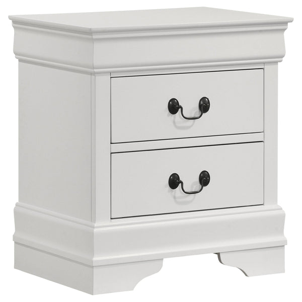 Louis Philippe White 2-Drawer Nightstand