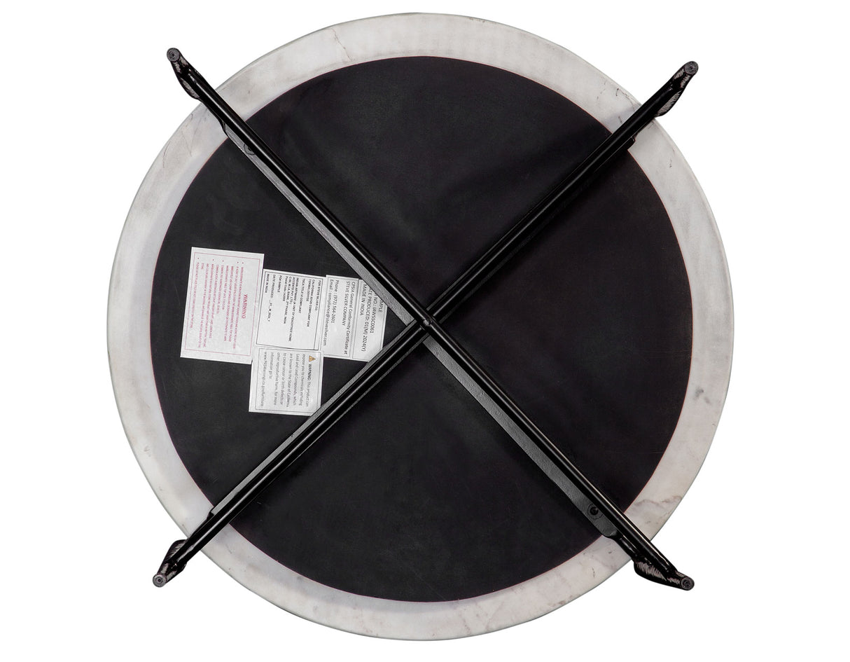 Loxie White 3-Piece Round Solid Marble Top Table Set from Steve Silver - Luna Furniture