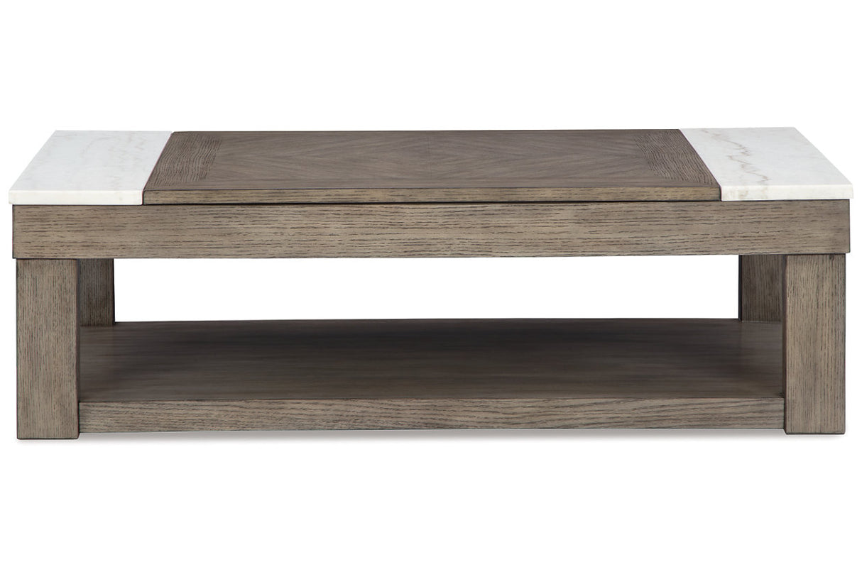 Loyaska Grayish Brown/White Lift-top Coffee Table and 2 End Tables from Ashley - Luna Furniture