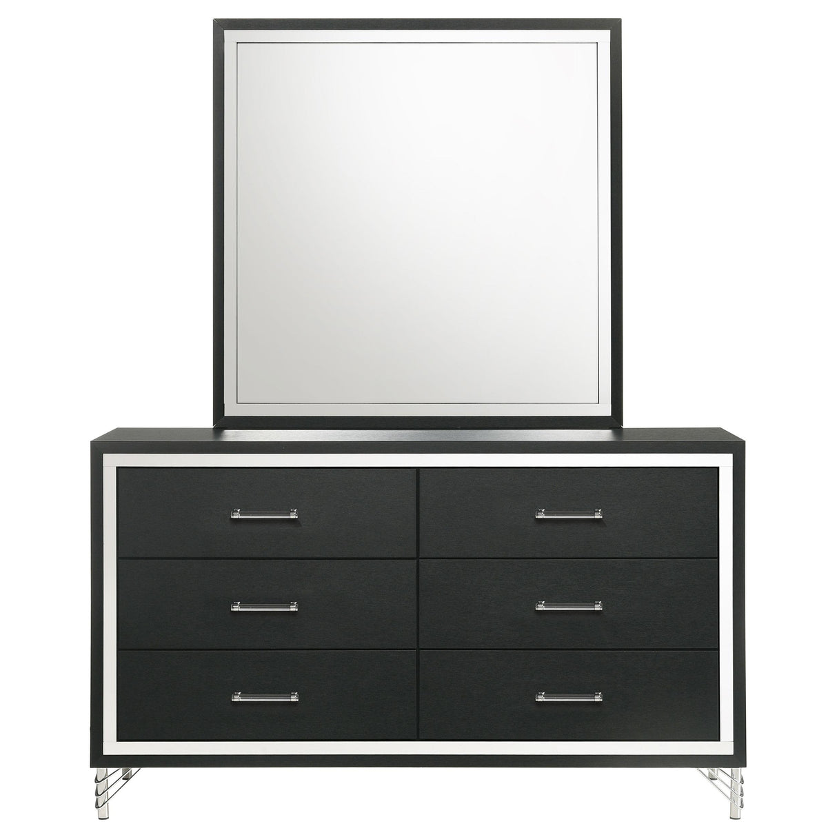 Lucia Black 6-Drawer Dresser and Mirror from Coaster - Luna Furniture