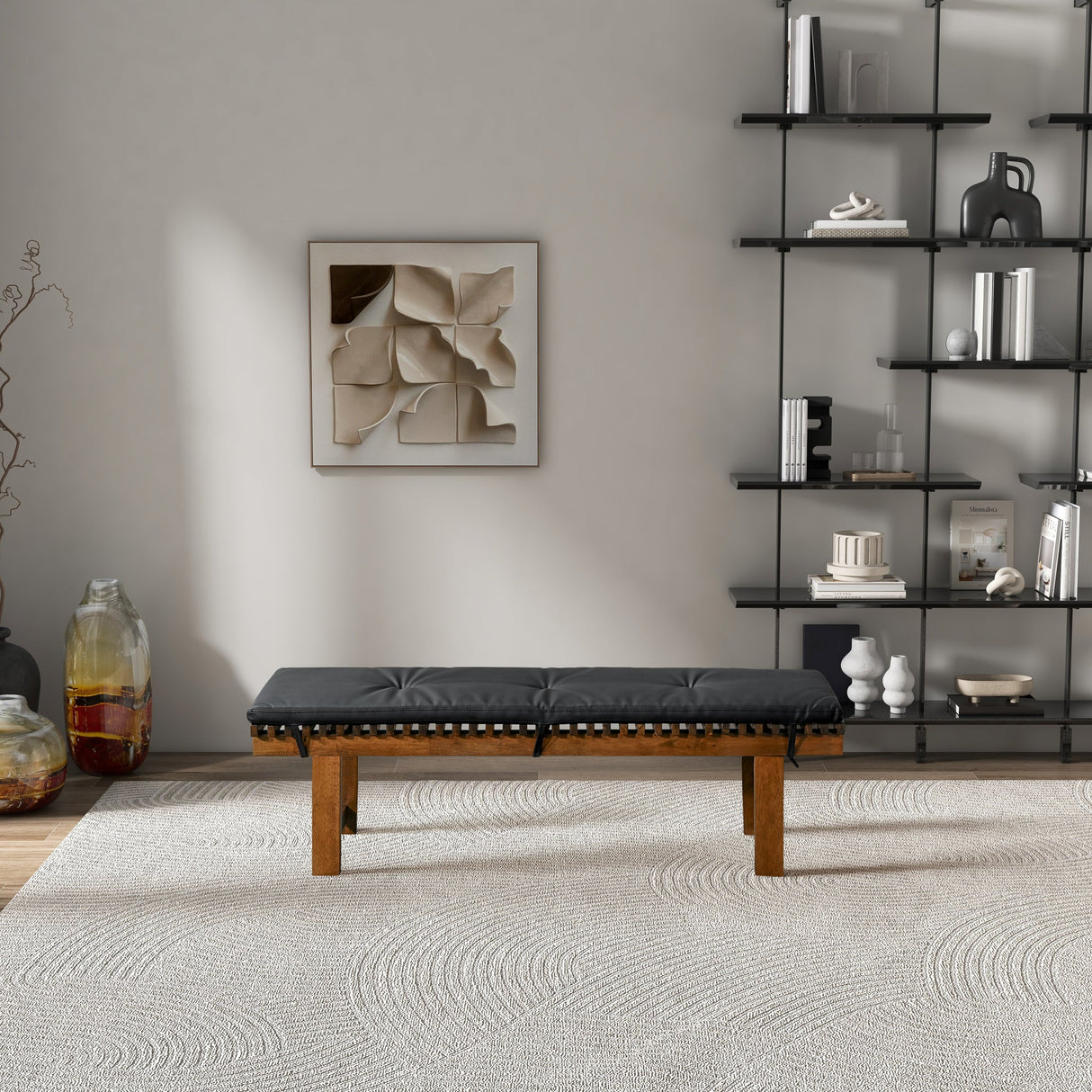 Lucia Black Vegan Leather Bench from Midinmod - Luna Furniture