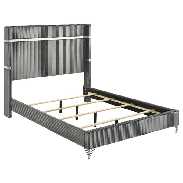 Lucia Gray 61-inch Upholstered Eastern King Panel Bed