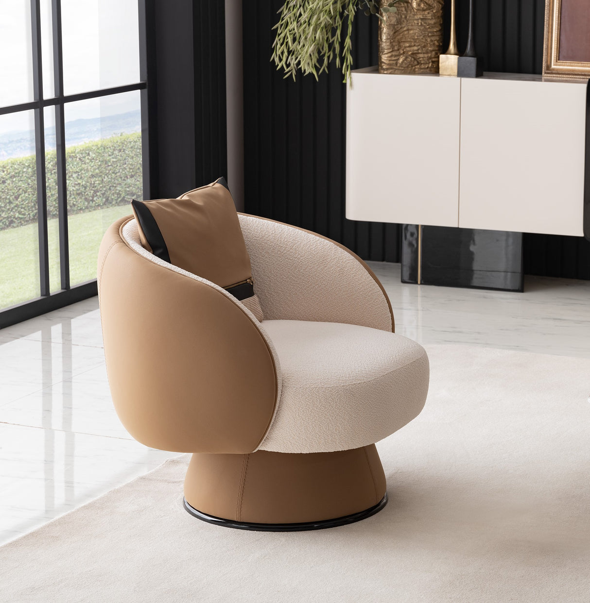 Luciano Cream and Warm Tan Living Room Set from Luna Luxury - Luna Furniture