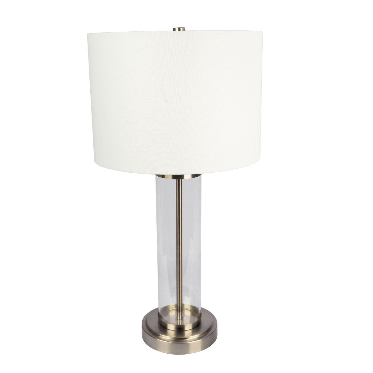Luna Brushed Nickel Table Lamp with On/Off Switch Clear Glass Body Metal Base from Midinmod - Luna Furniture