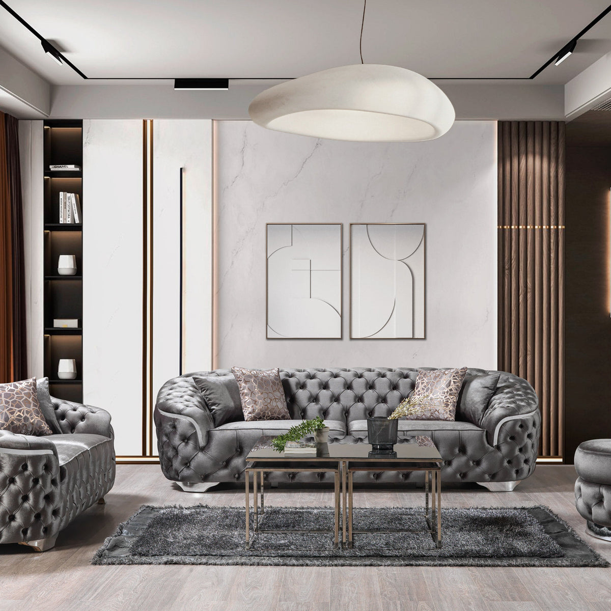 Nova Furniture Lupino Gray Velvet Sofa & Loveseat – Luna Furniture