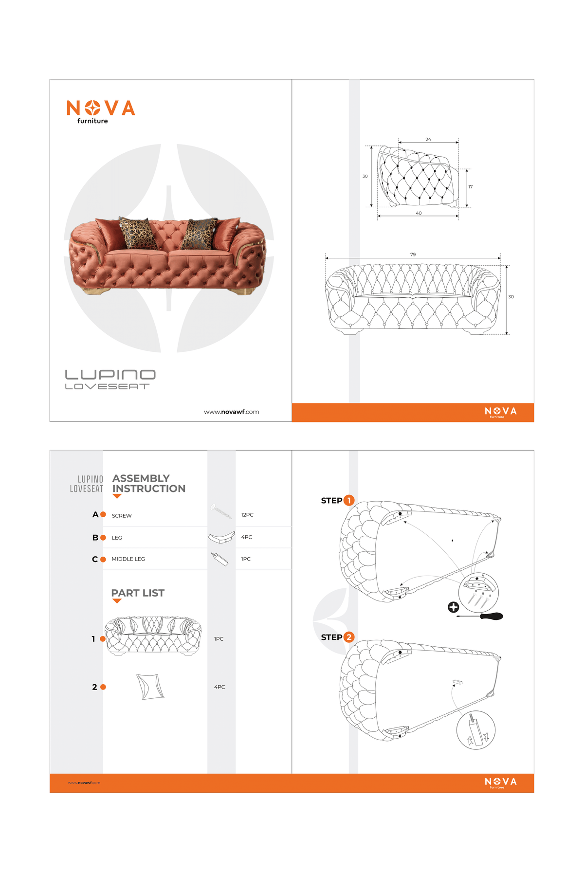 Lupino Ivory Velvet Loveseat from Nova Furniture - Luna Furniture