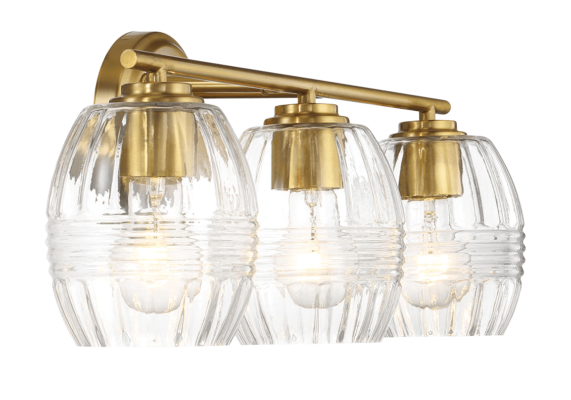 Luster Three Lights Vanity With Clear Glass for Bathrooms above Mirror Wall Lamp - Satin Brass from Ashcroft Furniture - Luna Furniture
