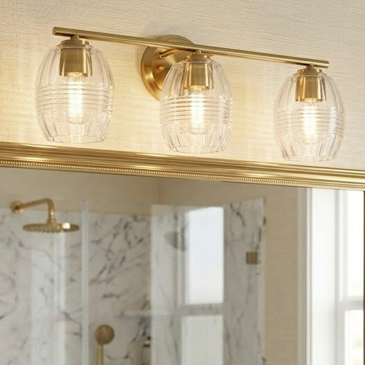 Luster Three Lights Vanity With Clear Glass for Bathrooms above Mirror Wall Lamp - Satin Brass from Ashcroft Furniture - Luna Furniture