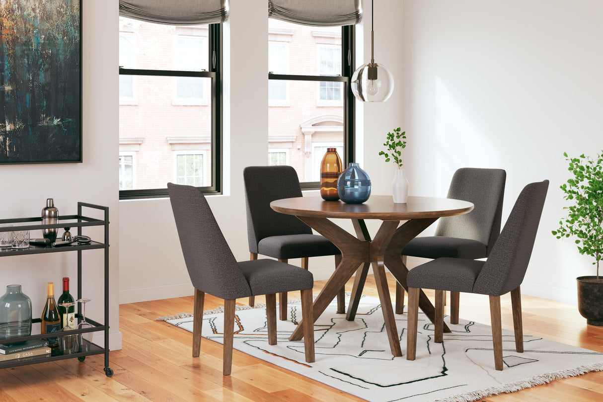 Lyncott Charcoal/Brown Dining Table and 4 Chairs from Ashley - Luna Furniture