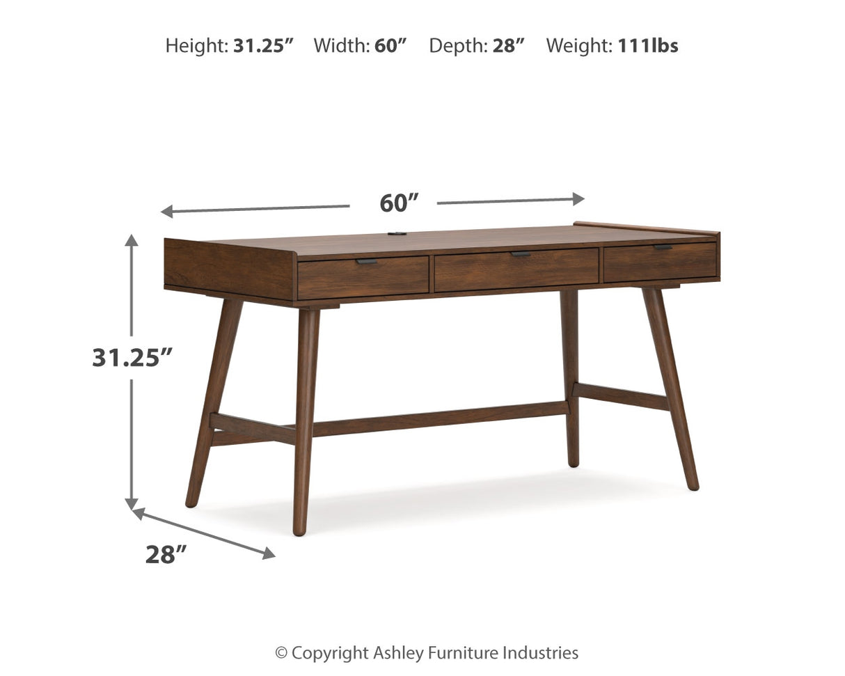 Lyncott Home Office Desk with Chair and Storage in Brown from Ashley - Luna Furniture
