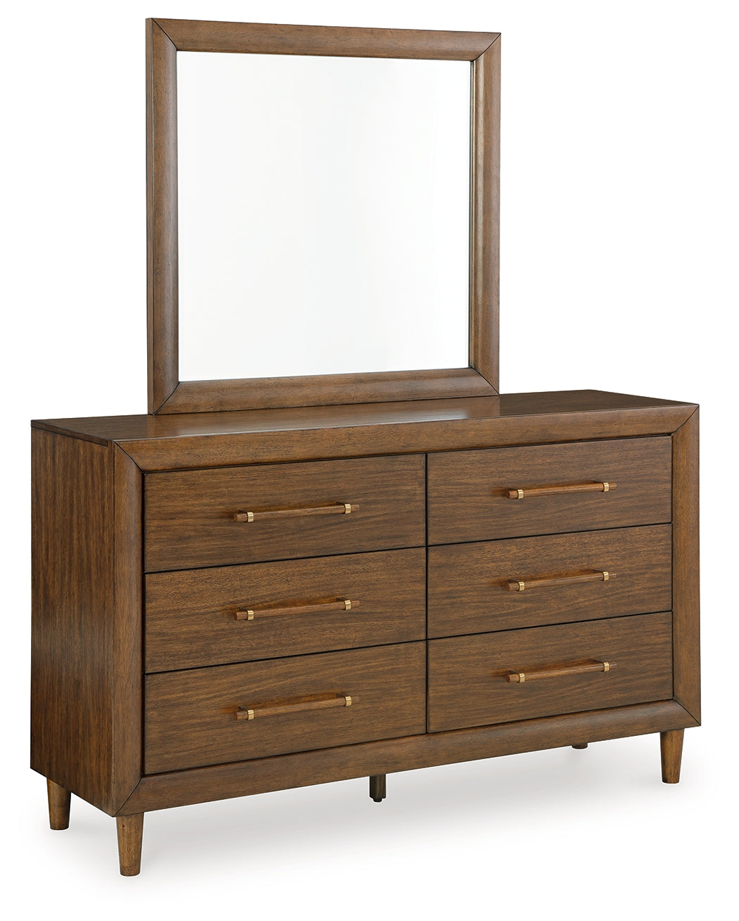 Lyncott Queen Upholstered Bed with Mirrored Dresser, Chest and 2 Nightstands in Brown from Ashley - Luna Furniture