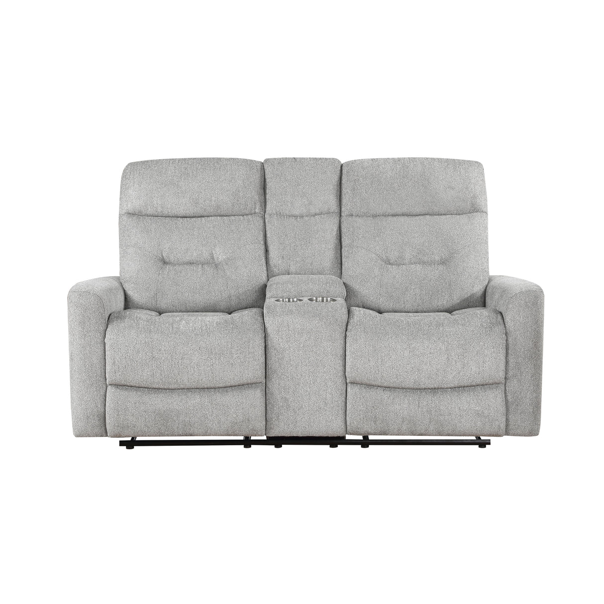 Lyndon Gray Double Reclining Loveseat with Center Console from Homelegance - Luna Furniture