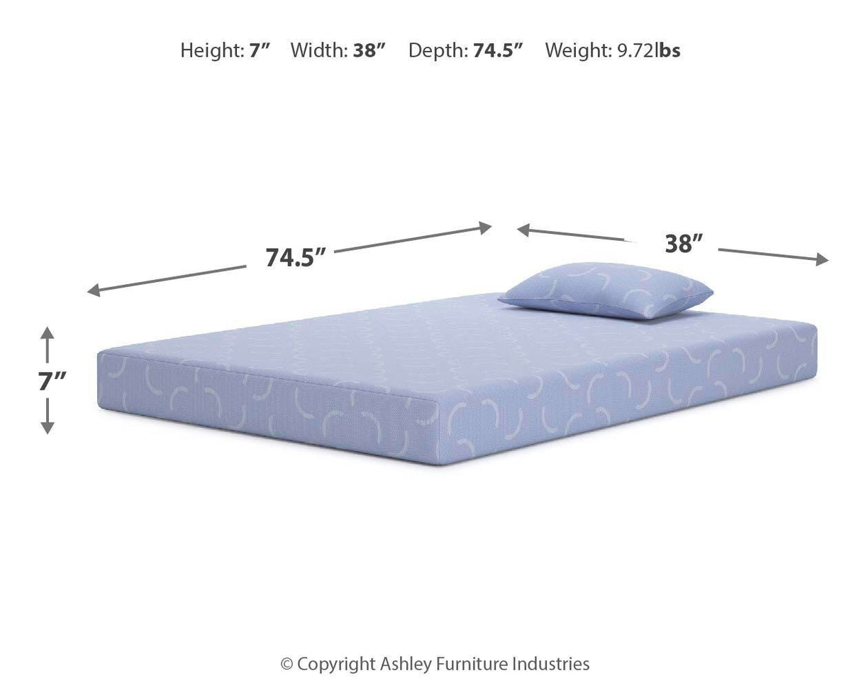 iKidz Ocean Blue Twin Mattress and Pillow from Ashley - Luna Furniture