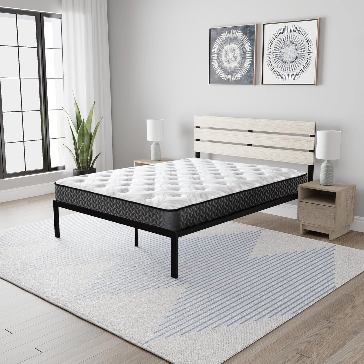 8 Inch Bonnell Hybrid White Queen Mattress from Ashley Furniture - Luna Furniture