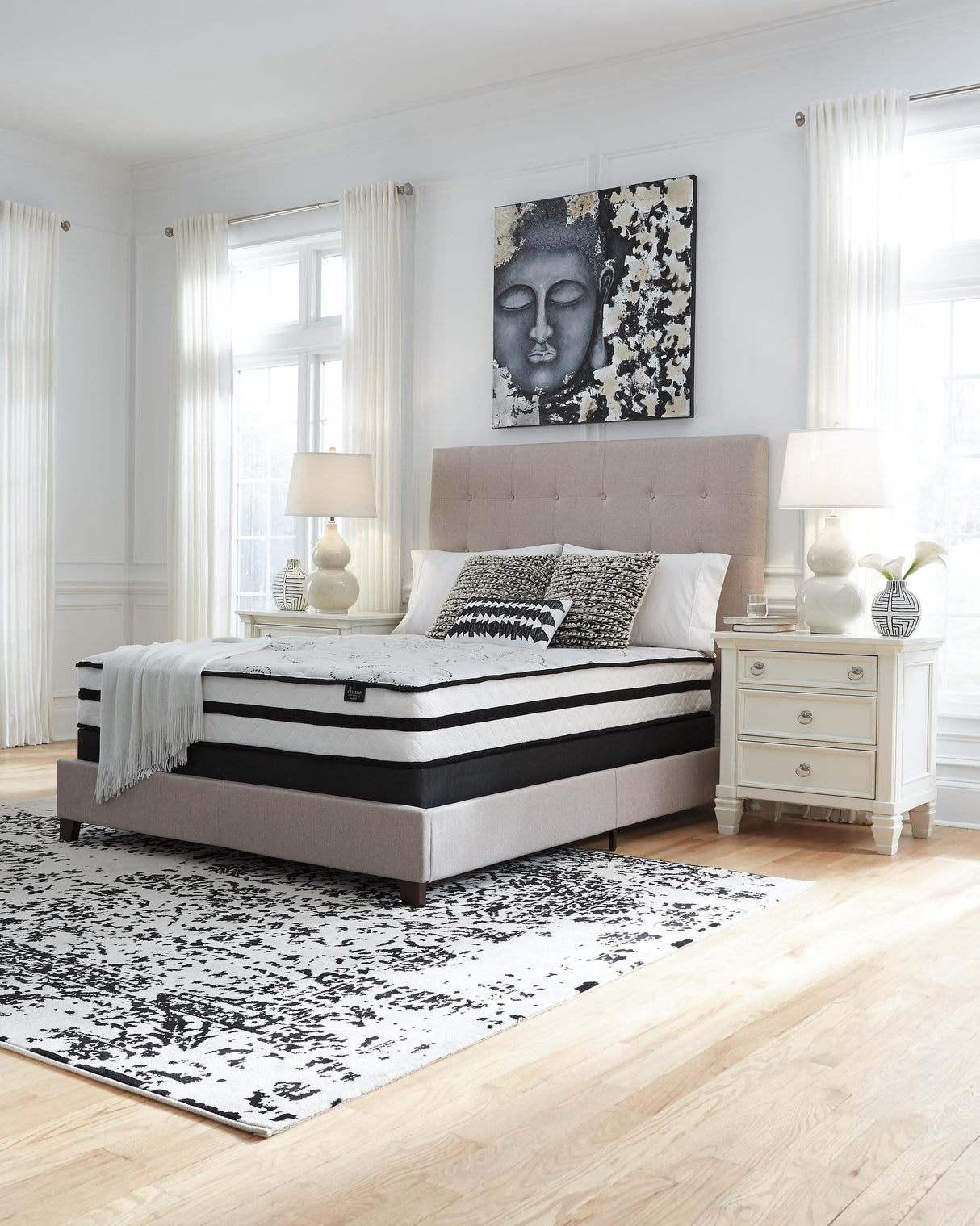 Chime 10 Inch Hybrid White California King Mattress in a Box from Ashley Furniture - Luna Furniture