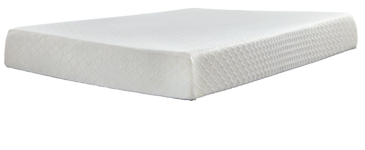 10 Inch Chime Memory Foam Mattress with Foundation in White from Ashley - Luna Furniture