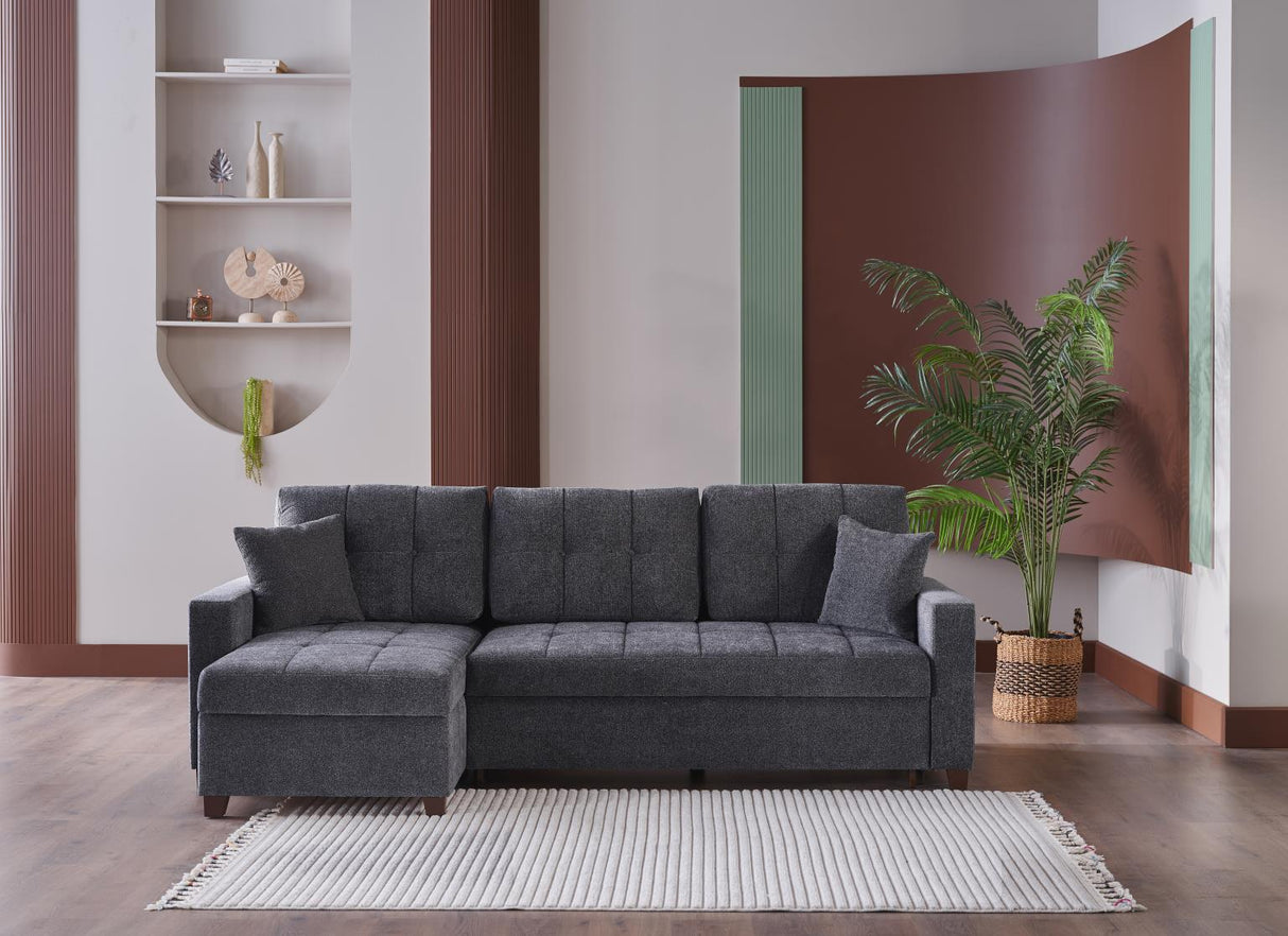 Mocca Selma Gray Reversible Storage Sleeper Sofa Chaise from Bellona - Luna Furniture