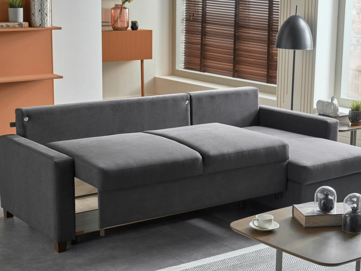 Mocca Zigana Gray Reversible Storage Sleeper Sofa Chaise from Bellona - Luna Furniture