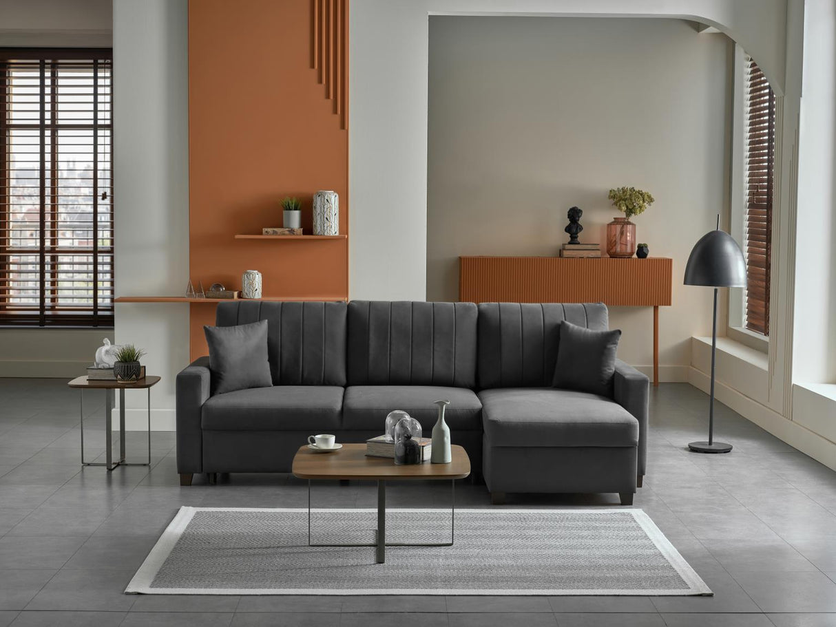 Mocca Zigana Gray Reversible Storage Sleeper Sofa Chaise from Bellona - Luna Furniture
