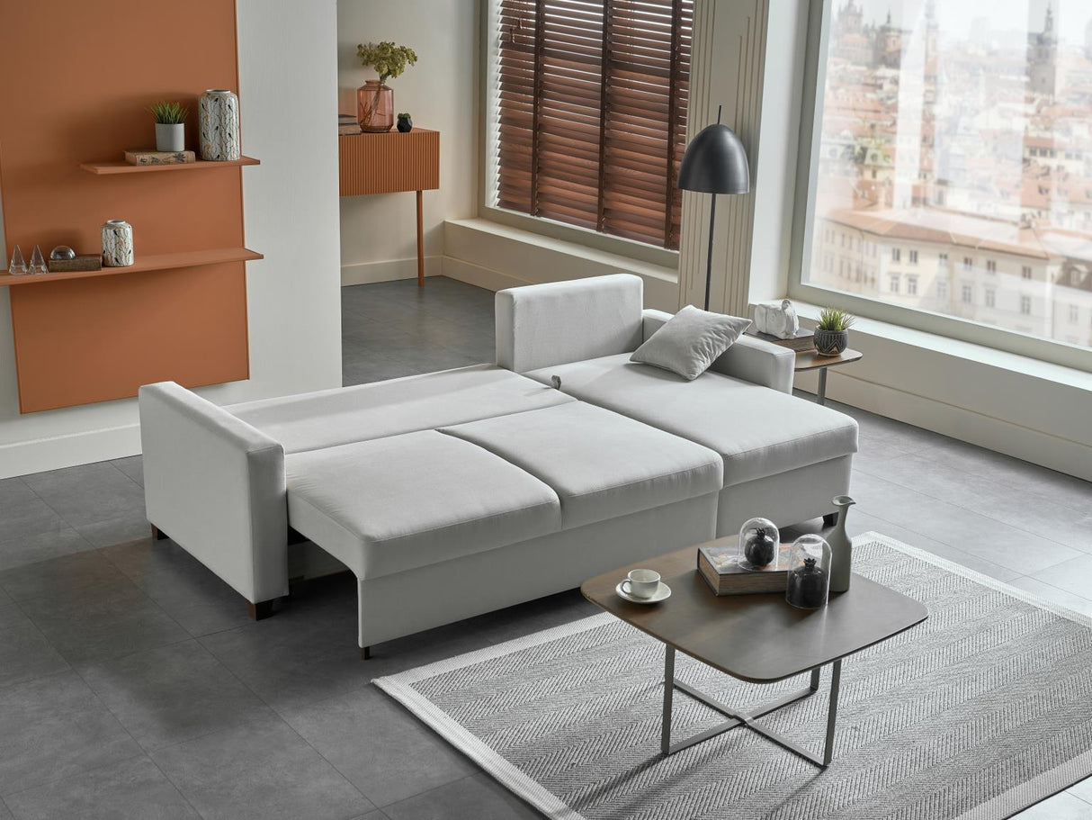 Mocca Zigana Cream Reversible Storage Sleeper Sofa Chaise from Bellona - Luna Furniture