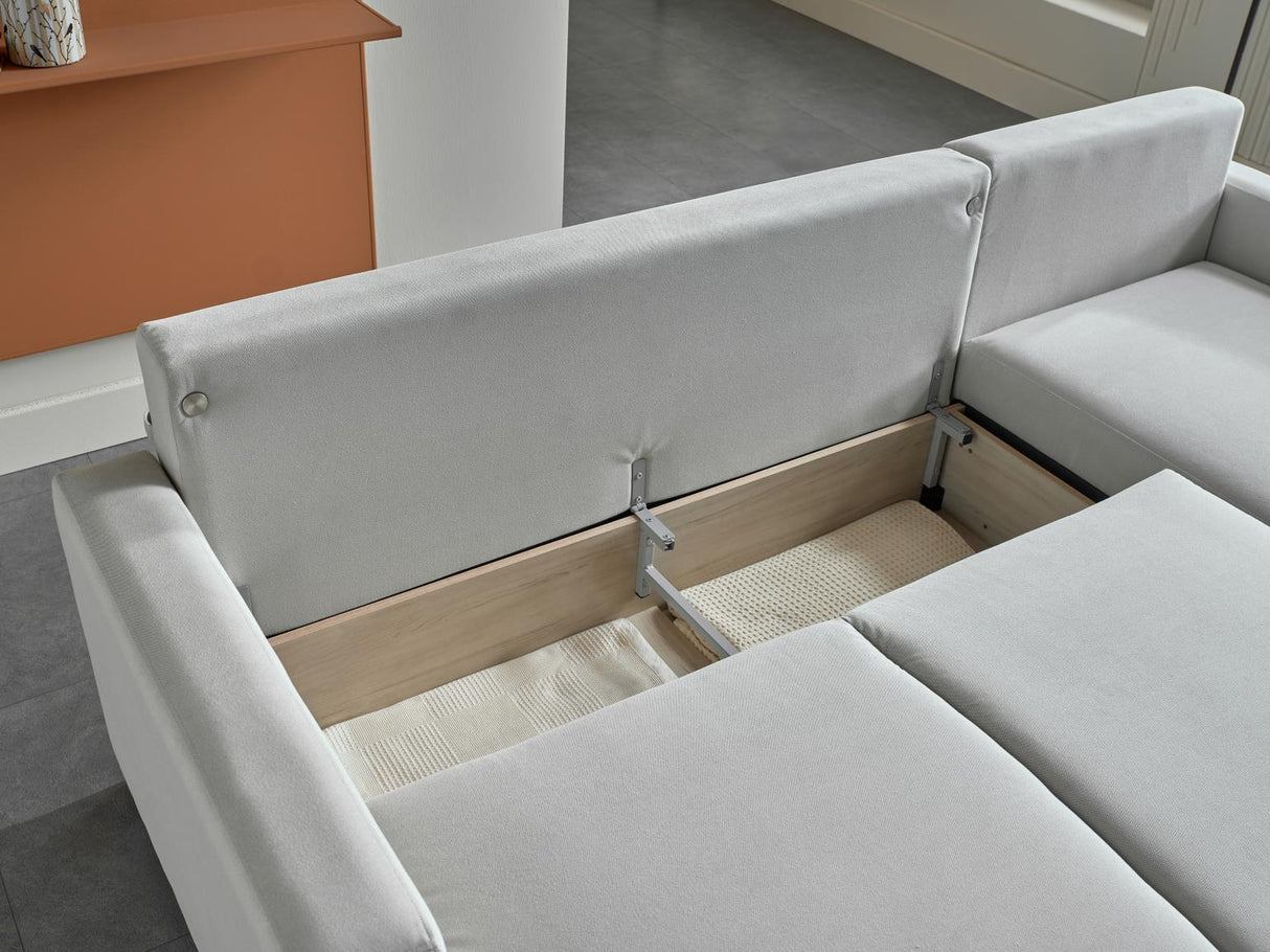 Mocca Zigana Cream Reversible Storage Sleeper Sofa Chaise from Bellona - Luna Furniture