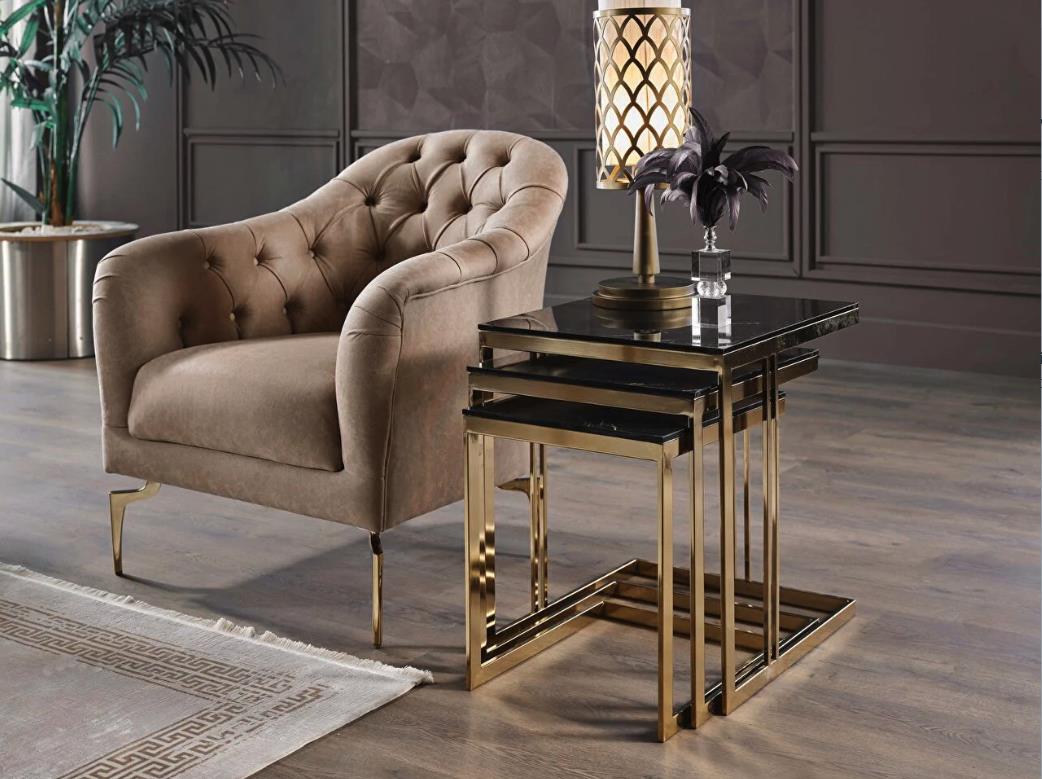 Montego Carlino Marble/Gold Nesting Table from Bellona - Luna Furniture