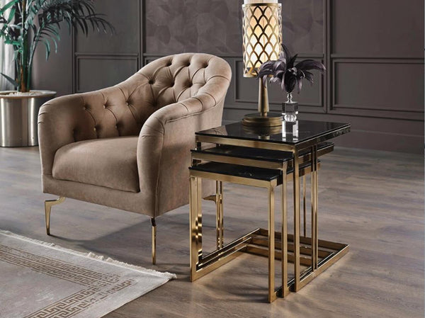 Montego Carlino Marble/Gold Nesting Table