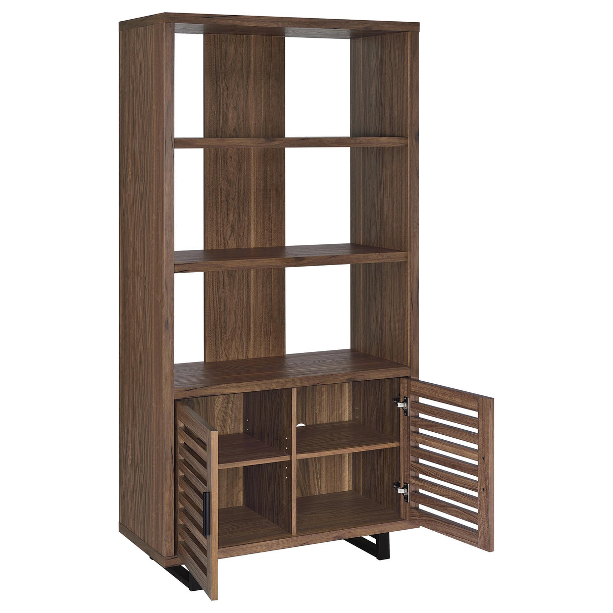 Maddox Walnut 71-inch 3-Shelf Cabinet Bookcase from Coaster - Luna Furniture