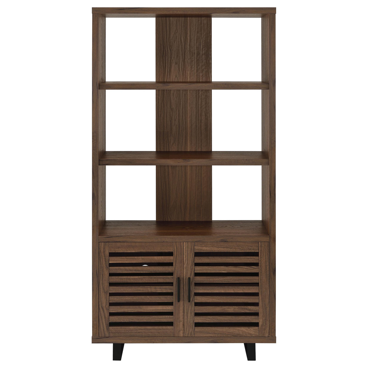 Maddox Walnut 71-inch 3-Shelf Cabinet Bookcase from Coaster - Luna Furniture