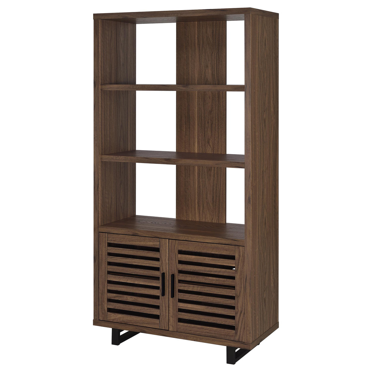 Maddox Walnut 71-inch 3-Shelf Cabinet Bookcase from Coaster - Luna Furniture