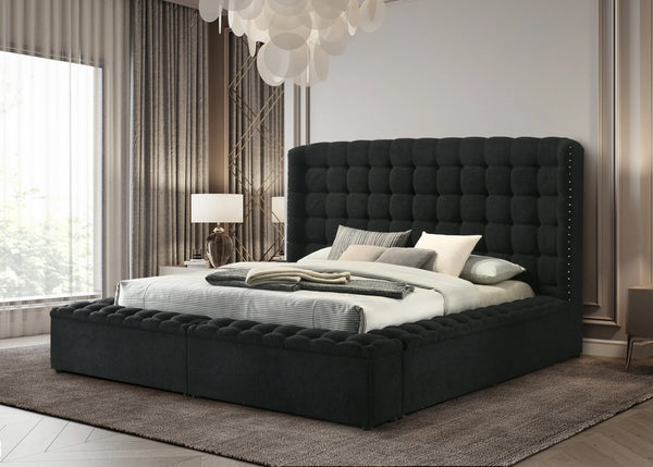 Madonna Black Queen Storage Platform Bed