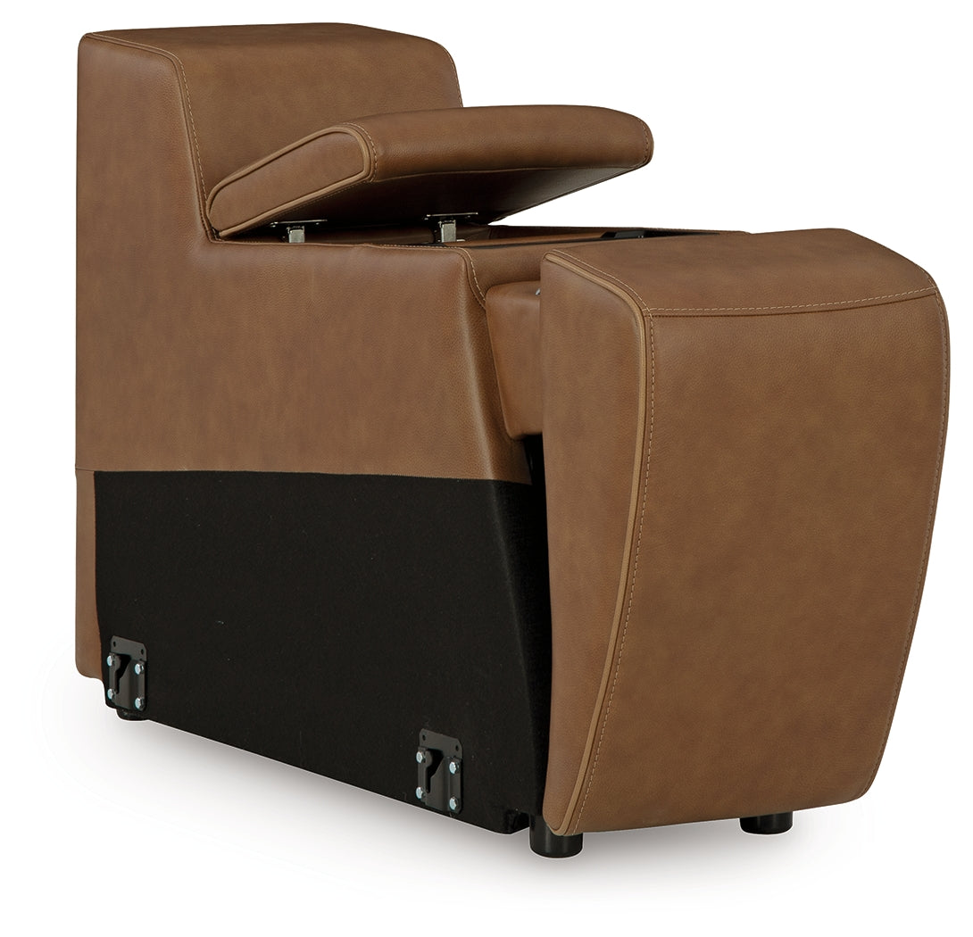 Magic Man Caramel Console with Storage from Ashley Furniture - Luna Furniture