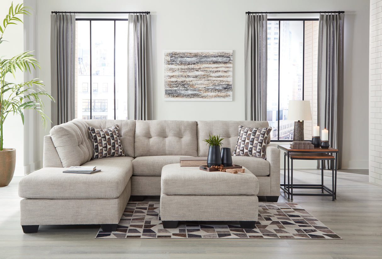 Mahoney Pebble 2-Piece Sectional with Ottoman from Ashley - Luna Furniture
