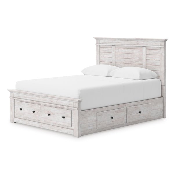 Makidern Whitewash Twin Panel Storage Bed