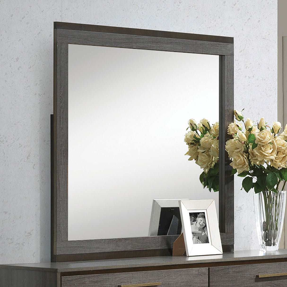 Manvel Two-Tone Antique Gray Mirror (Mirror Only) from Furniture of America - Luna Furniture