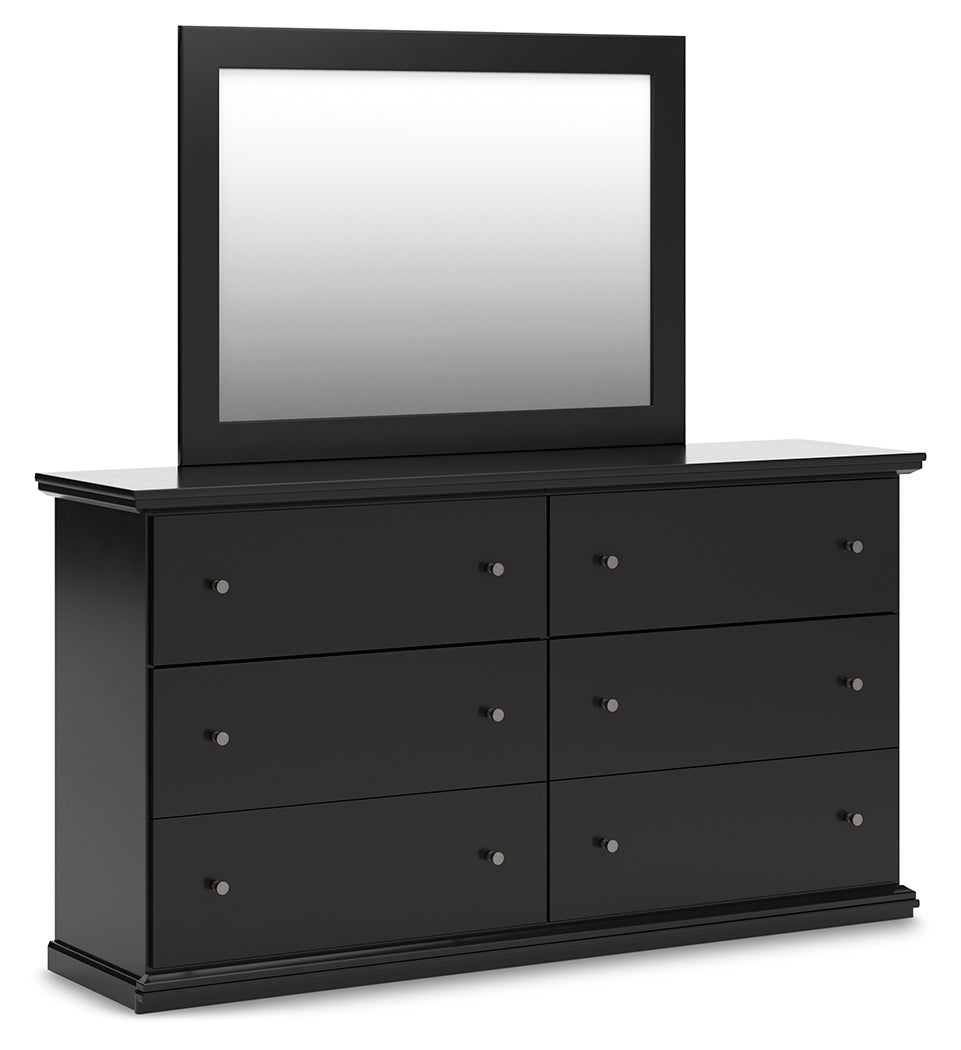 Maribel King Panel Bed with Mirrored Dresser and 2 Nightstands in Black from Ashley Furniture - Luna Furniture