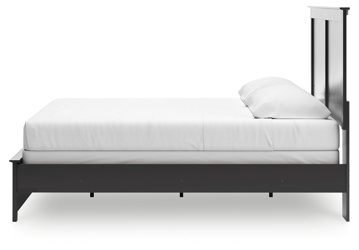 Maribel King Panel Bed with Mirrored Dresser and 2 Nightstands in Black from Ashley Furniture - Luna Furniture
