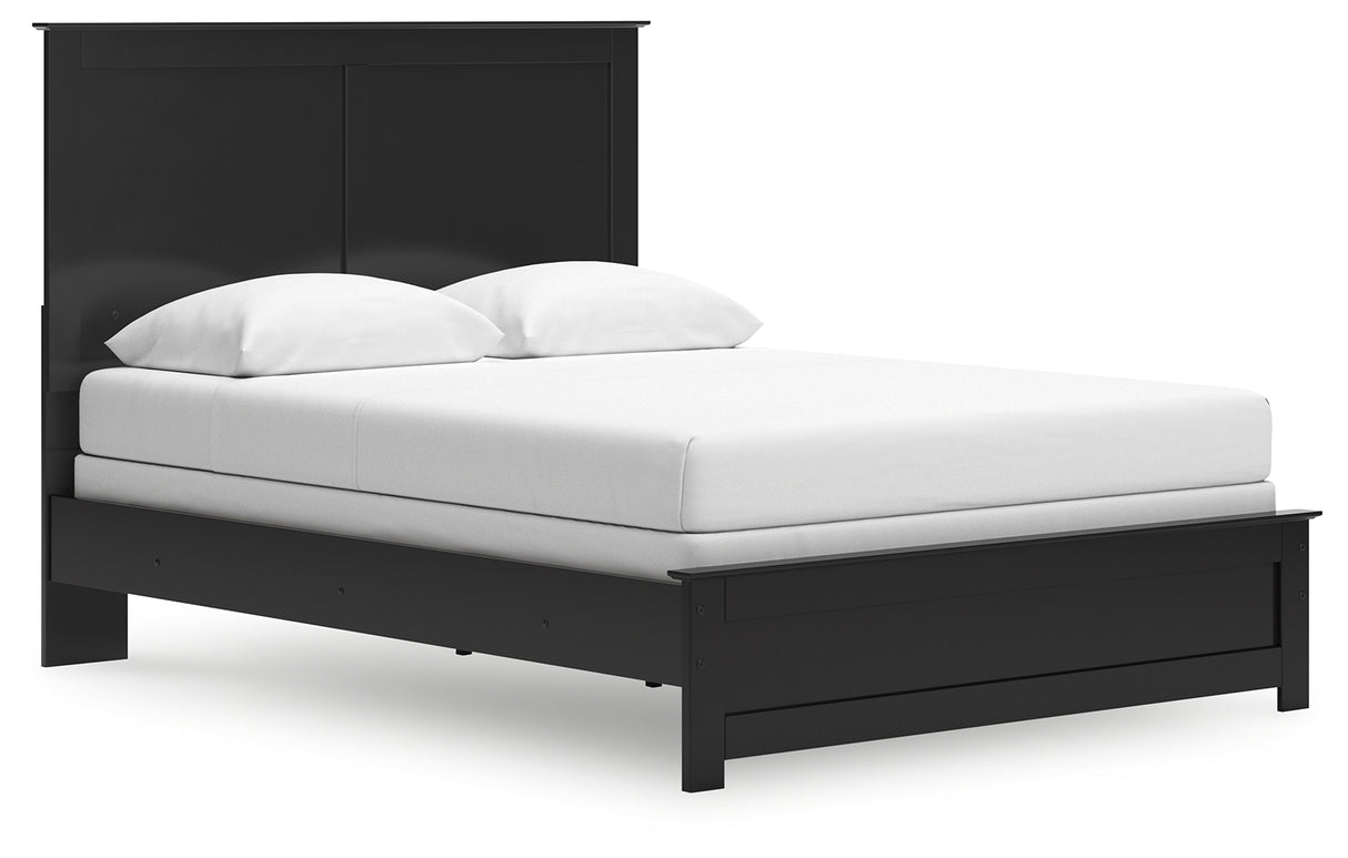 Maribel Queen Panel Bed with Mirrored Dresser and 2 Nightstands in Black from Ashley Furniture - Luna Furniture