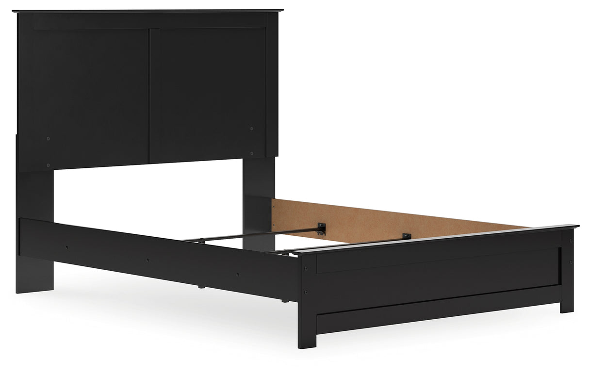 Maribel Queen Panel Bed with Mirrored Dresser and 2 Nightstands in Black from Ashley Furniture - Luna Furniture