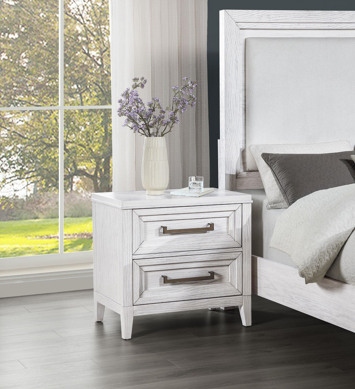 Marielle Distressed White 2-Drawer Nightstand from Coaster - Luna Furniture