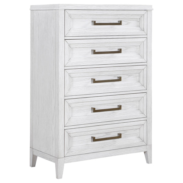 Marielle Distressed White 5-Drawer Bedroom Chest