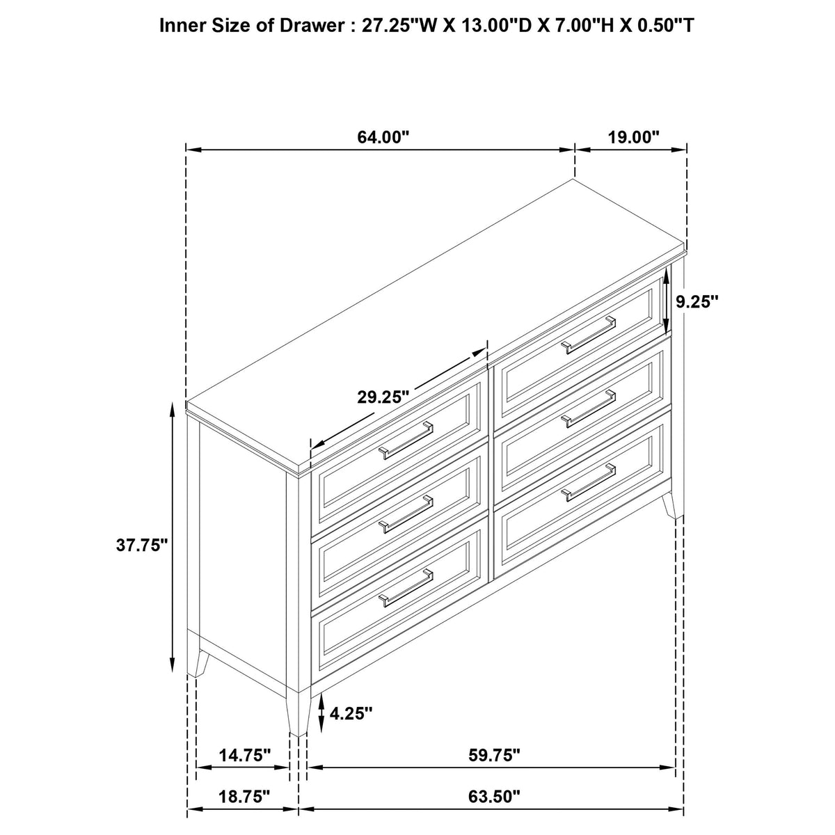 Marielle Distressed White 6-Drawer Bedroom Dresser from Coaster - Luna Furniture