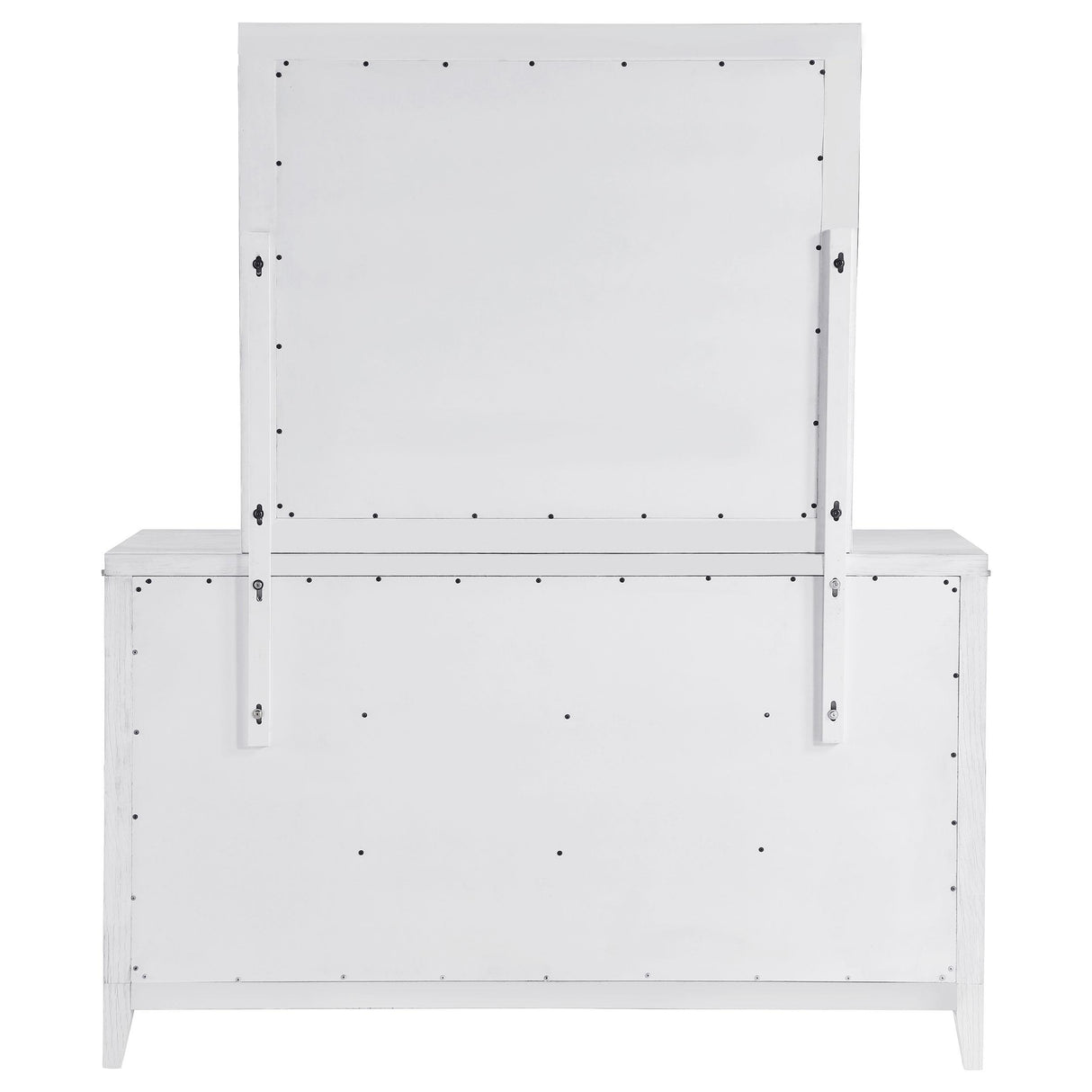 Marielle Distressed White 6-Drawer Dresser with Mirror from Coaster - Luna Furniture