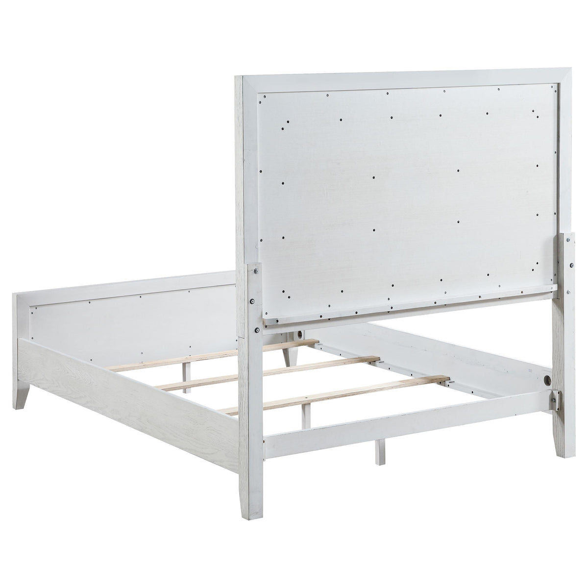 Marielle Distressed White Queen Upholstered LED Panel Bed from Coaster - Luna Furniture