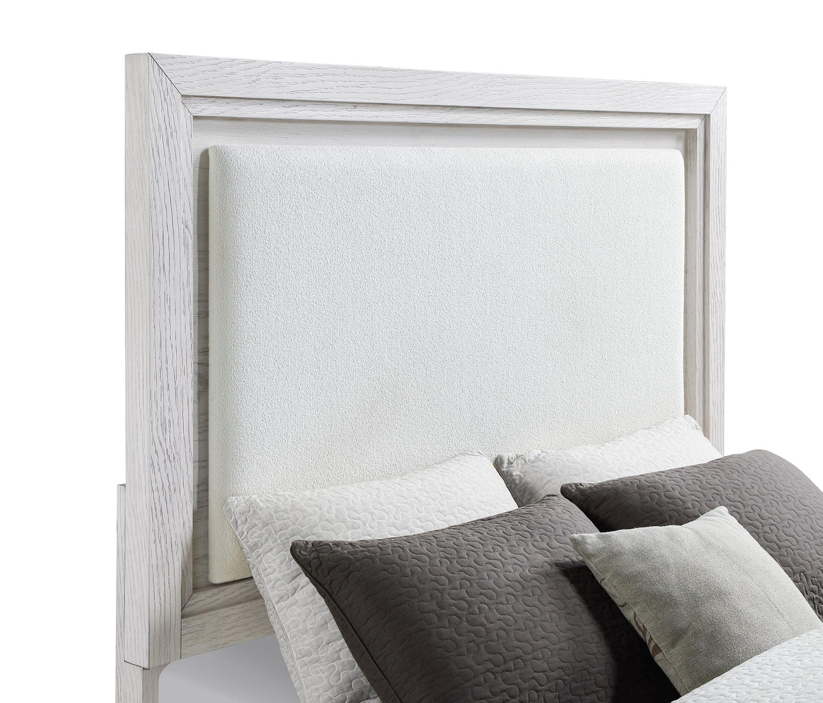 Marielle Distressed White Queen Upholstered LED Panel Bed from Coaster - Luna Furniture