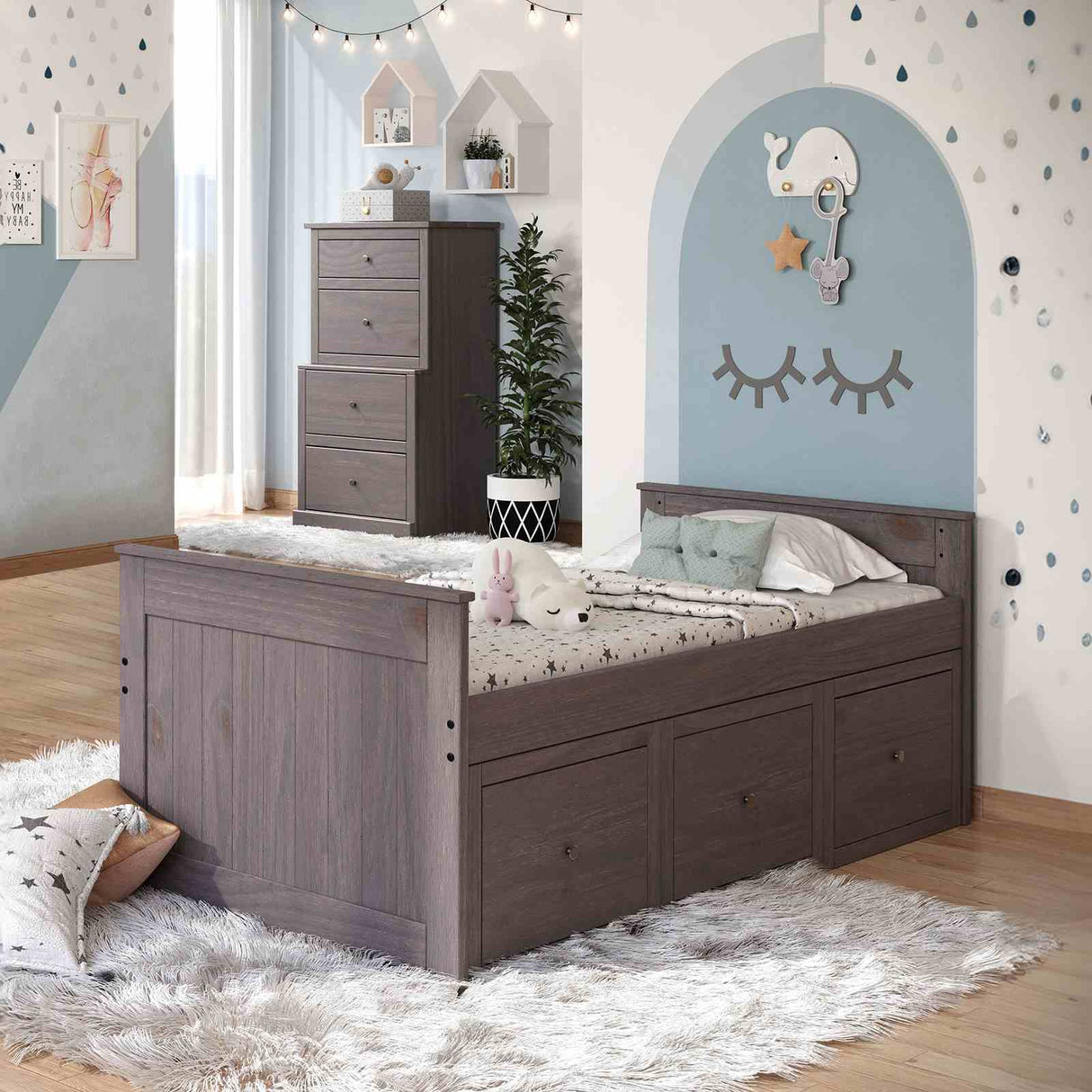 Marinos Gray Twin Captain Bed from Furniture of America - Luna Furniture