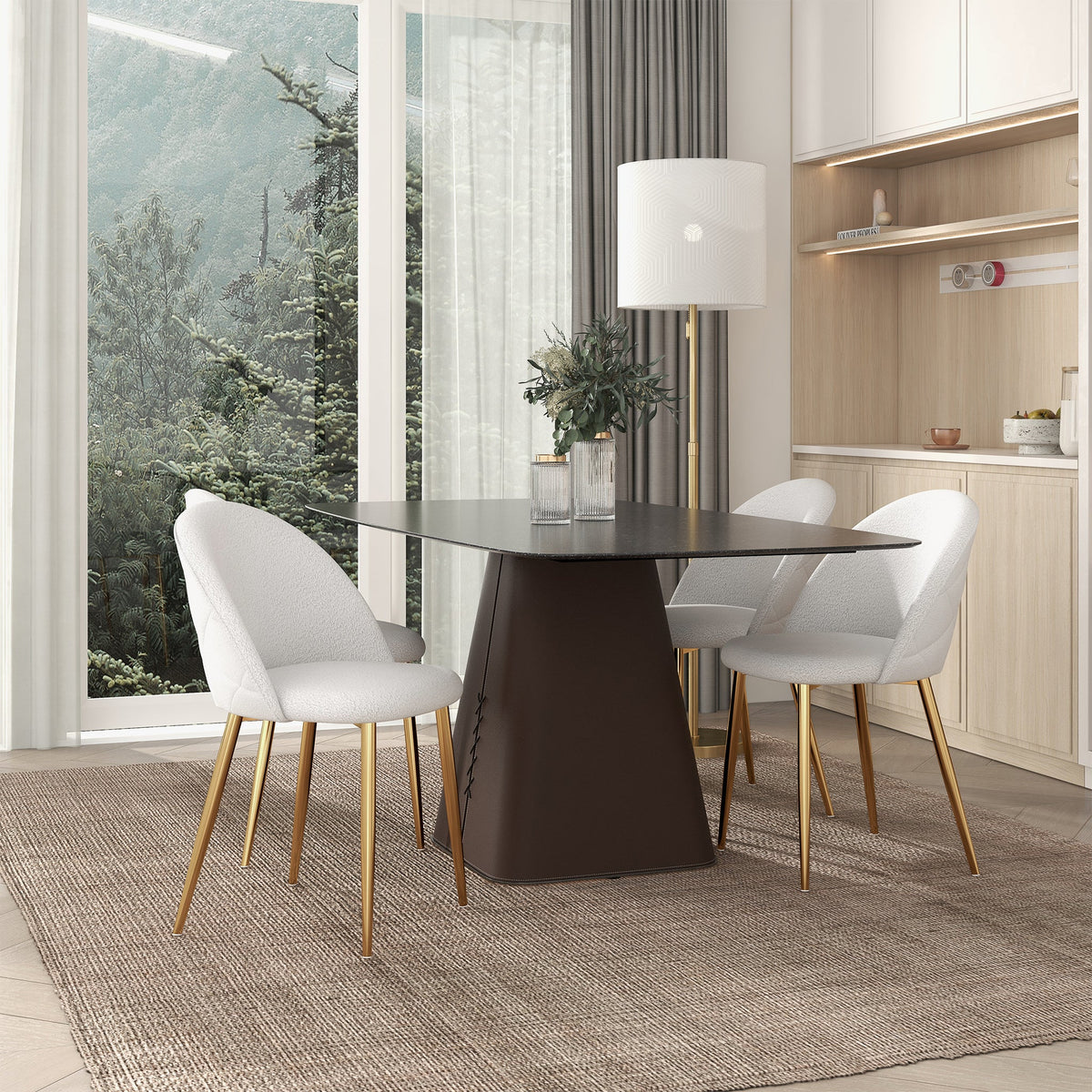 Marion Mid Century Modern Dining Chair (Set of 2) Cream Boucle from Ashcroft Furniture - Luna Furniture