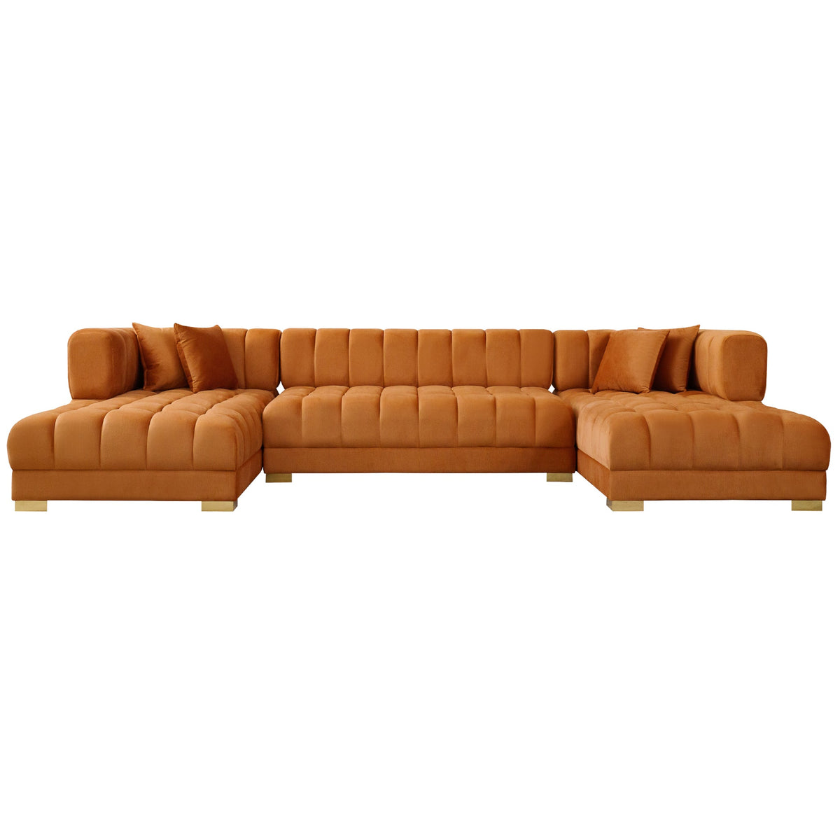 Marlow Cognac Velvet U Shape Corner Sofa from Ashcroft Furniture - Luna Furniture