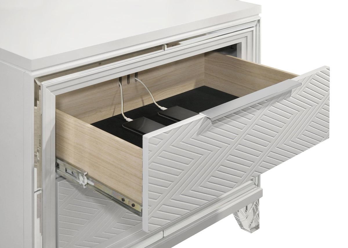Marmore White 2-Drawer Nightstand from Coaster - Luna Furniture