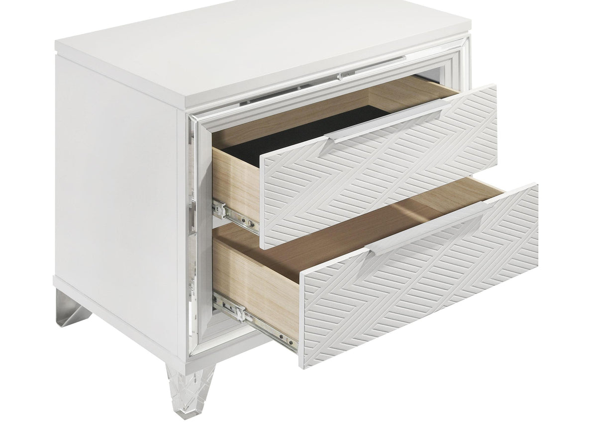 Marmore White 2-Drawer Nightstand from Coaster - Luna Furniture